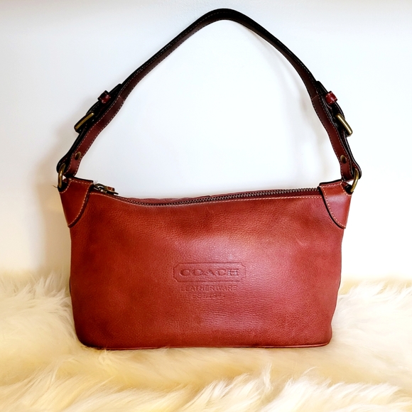 Coach Handbags - Authentic Coach Baguette Handbag in Red Natural Cowhide